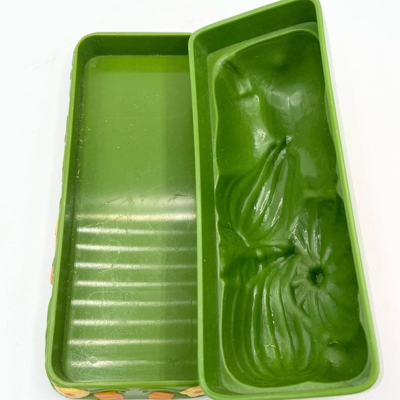 VINTAGE COVERED THANKSGIVING FALL HARVEST BUTTER DISH PUMPKIN MELAMINE 7” EUC - Picture 3 of 4